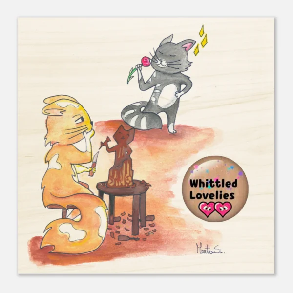 The woodcarver Cat – Elegant & Natural Wood Print